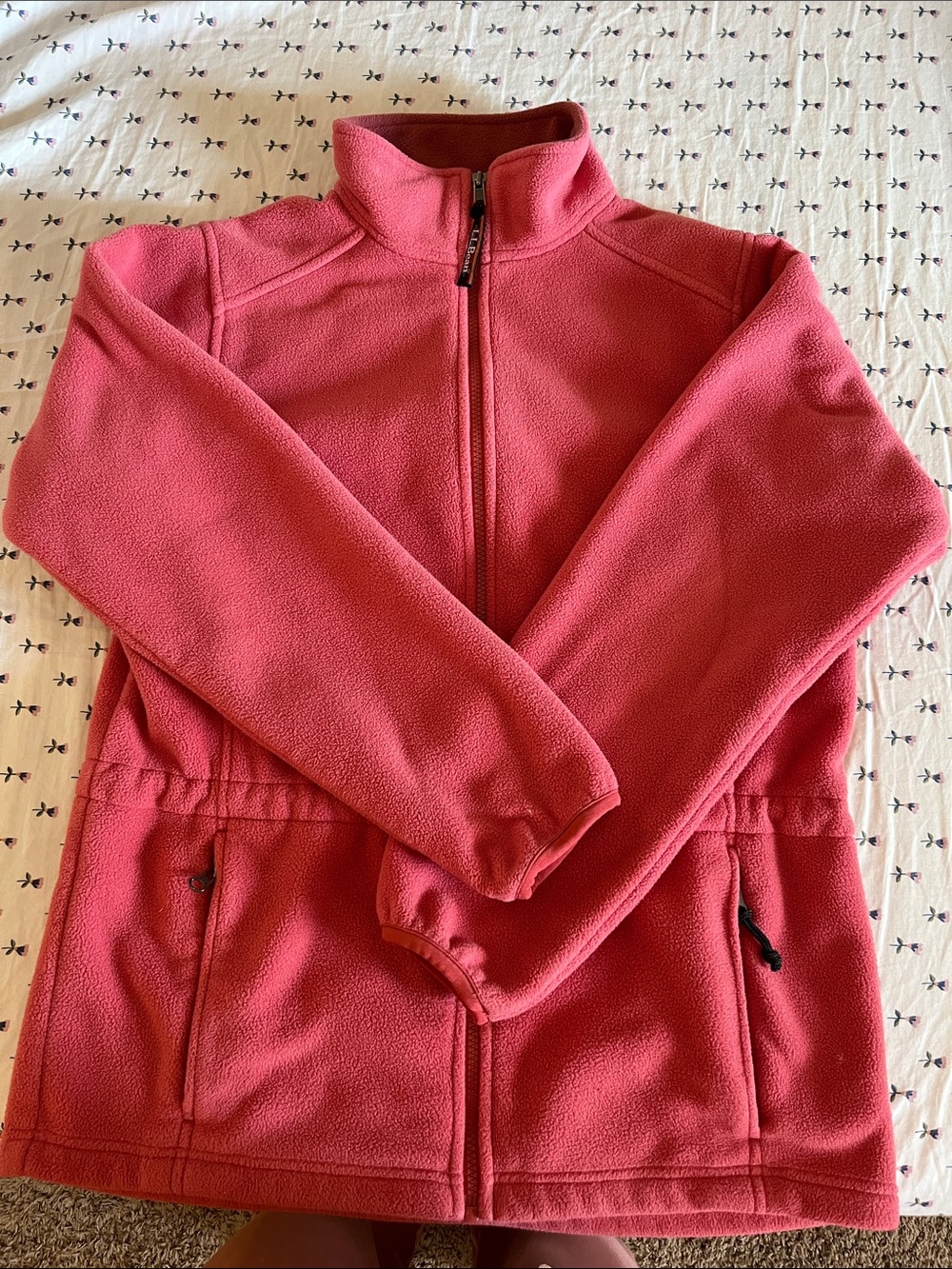 L.L. Bean rose-pink full-zip fleece jacket